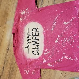 Happy Camper T Shirt bleached and distressed